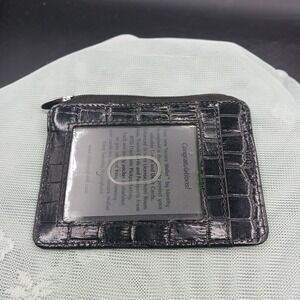 Identity Stronghold ID Holder Embossed Black Leather Credit Card RFID Protection